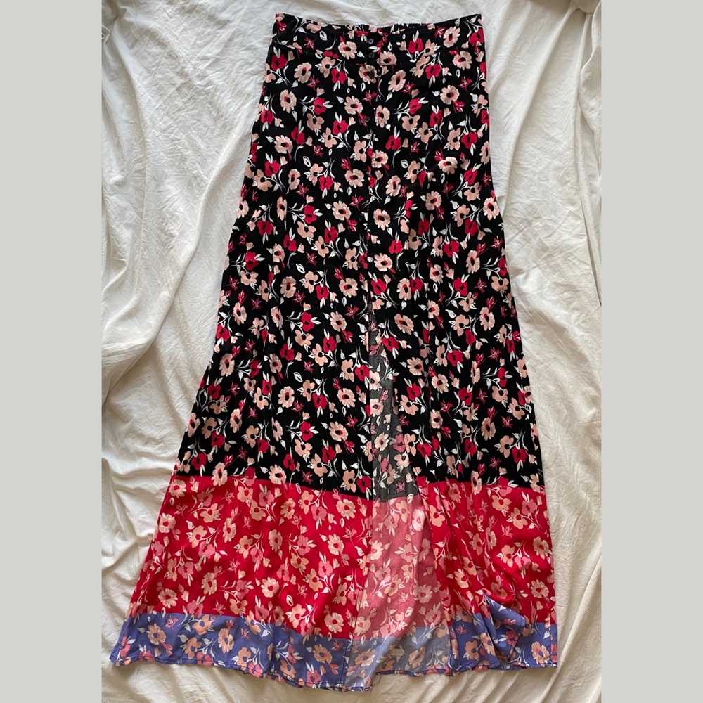 Express Floral Maxi Skirt with Slit